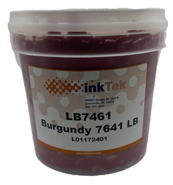 Inktek 7461 Burgundy Plastisol Ink - Low Cure Formula for Optimal Screen Printing